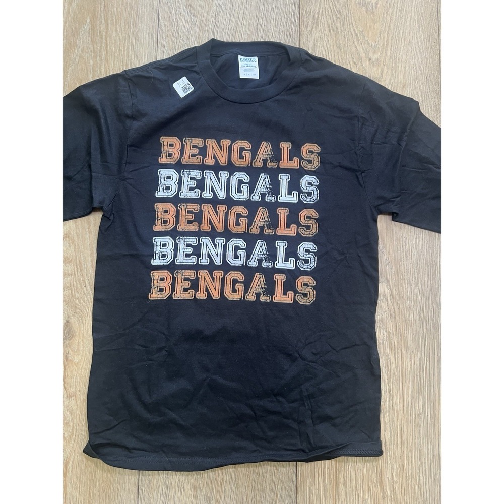Unisex Bengals Black Long‎ Sleeve Crew Neck Pullover  Tee Shirt Size Small New
